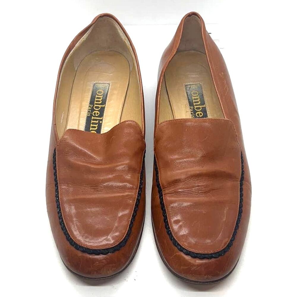 OMBELINE by Maud Frizon PARIS Brown Leather Heels Shoes Size 38.5